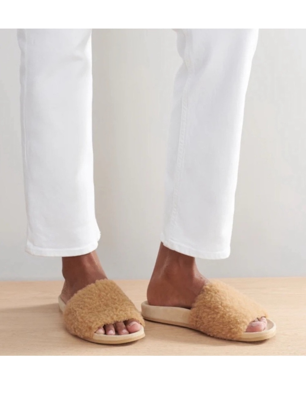 Italian Shearling Slide Sandal Size 38